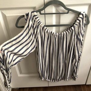 Navy & Cream Striped Blouse
